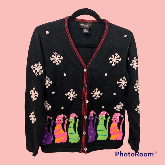 Adorable Celina yang designs Size medium Christmas snowflake cat sweater - Picture 5 of 5